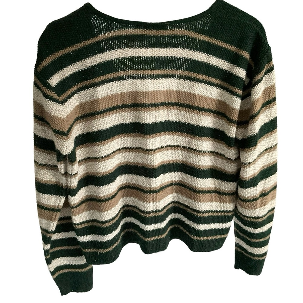 Vintage Reba Rose Boxy Striped Cardigan Sweater Earthy Coastal Cottageco… - Picture 4 of 16